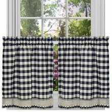 GoodGram Buffalo Check Gingham Custom Window Curtain Treatments - Tiers 29 in. W x 36 in. L, Black