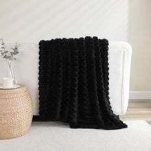 Kate Aurora Modern Lux Ultra Soft & Plush Ribbed Accent Throw Blanket - 50 in. W x 60 in. L - Black