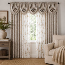 Kate Aurora Taupe Floral Regency Collection Complete 9 Piece Window Curtains & Valances Set