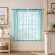 Kate Aurora Brandi Complete 3 Piece Rod Pocket Sheer Cafe Kitchen Curtain Tier & Valance Set - Aqua