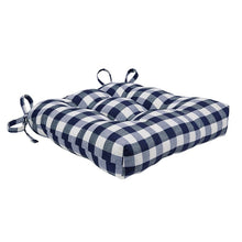 Kate Aurora Country Living Gingham Plaid Checkered Country Farmhouse Chair Cushion Pads - 1 Piece, Navy