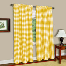 GoodGram Buffalo Check Gingham Custom Window Curtain Treatments - Single Curtain Panel 42 in. W x 63 in. L, Yellow