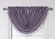 Kate Aurora 1 Piece Hyatt Rod Pocket Tasseled Crinkle Sheer Waterfall Window Valance - Lilac