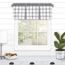 Kate Aurora Windowpane Plaid Country Farmhouse Rod Pocket Window Valance - Gray