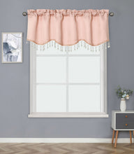 Kate Aurora Luxurious Solid Colored Scalloped Rod Pocket Window Valance With Crystal Beaded Trim - Rose