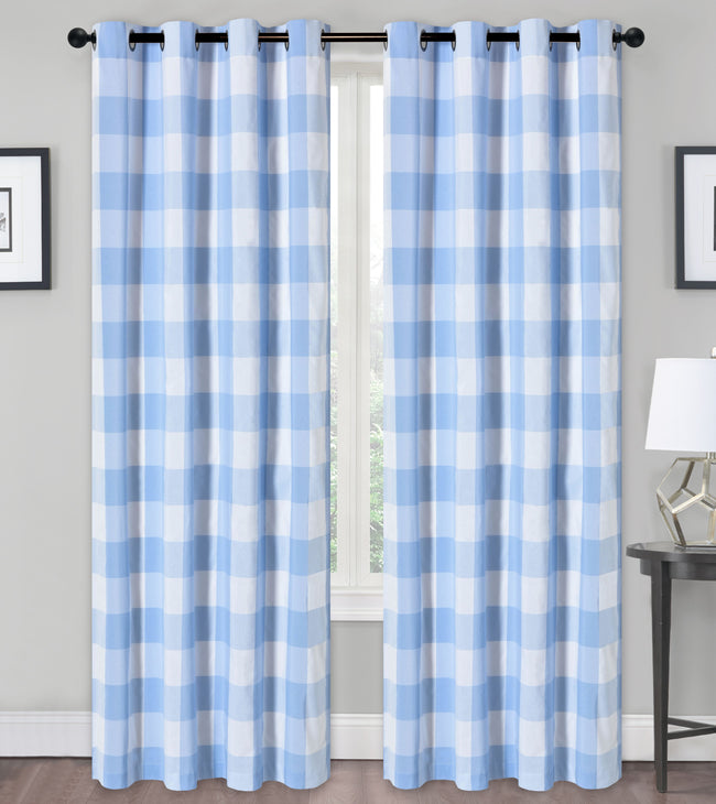 Kate Aurora Country Farmhouse Living Classic Buffalo Plaid Checkered Grommet Top Single Window Curtain Panel - 52 in. W x 84 