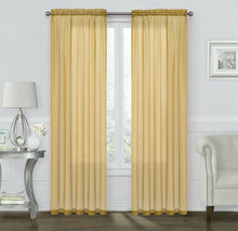 Kate Aurora Coastal Pastel Colored Light & Airy Sheer Voile Window Curtains - 52 in. W x 84 in. L, Gold