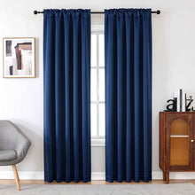 Kate Aurora Basic Drape Light Filtering Woven Jacquard Thermal Single Rod Pocket Window Curtain Panel - Navy