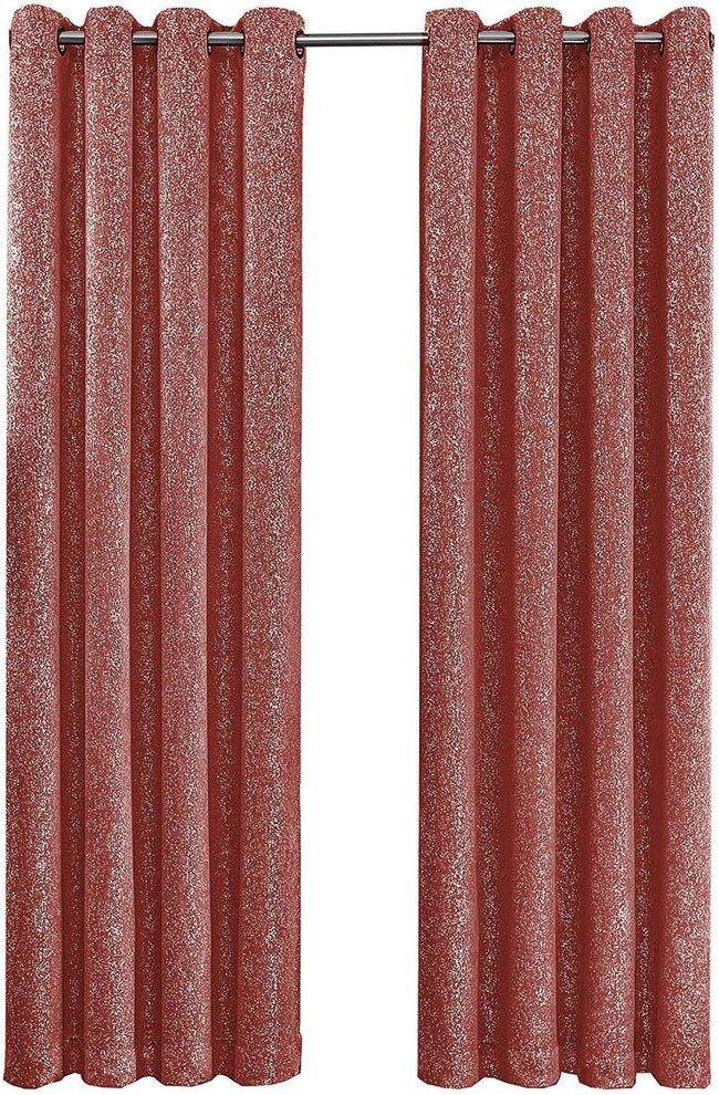 Kate Aurora 2 Piece Metallic Sparkle Thermal Grommet Blackout Curtain Panels - 52 in. W x 84 in. L, Spice