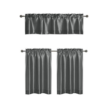 Kate Aurora Parisian Living Complete 3 Piece Lightweight Sheer Cafe Kitchen Curtain Tier & Valance Set - Gray