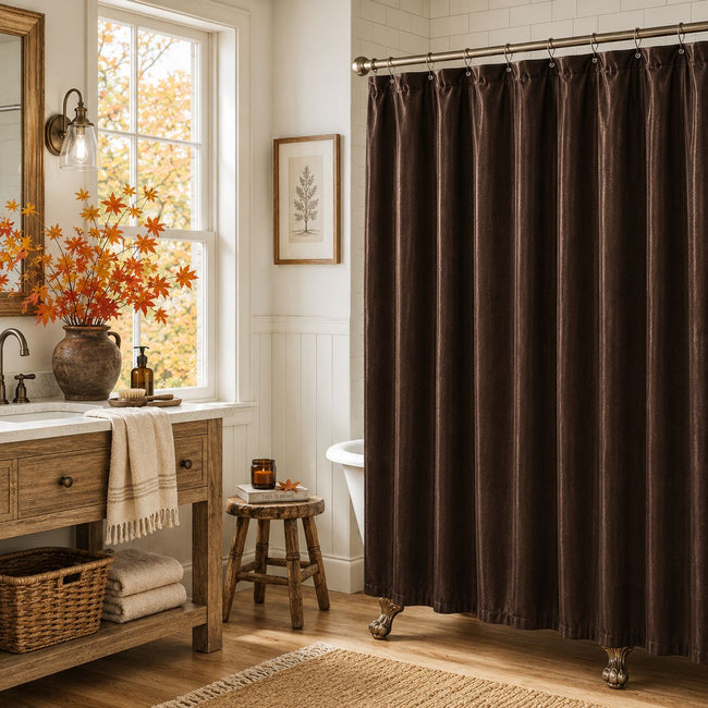 Kate Aurora Autumn Brown Lightweight Fabric Shower Curtain - 70" x 72"