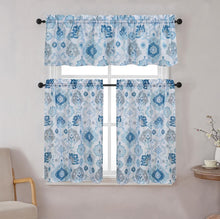 Kate Aurora Mystic Seaport Watercolor Rod Pocket Complete 3 Piece Cafe Kitchen Curtain Tier & Valance Set