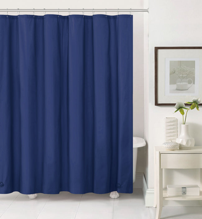Kate Aurora 3 Pack Non-Toxic Chlorine Free PEVA Lightweight Vinyl Shower Curtain Liner - Standard Size - Navy