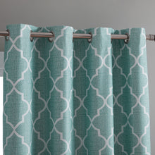 Kate Aurora 2 Piece 100% Full Blackout Trellis Grommet Top Window Curtain Panels - 54 in. W x 96 in. L, Turquoise
