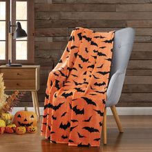 Kate Aurora Halloween Spooky Bats Pumpkin Orange & Black Ultra Soft & Plush Oversized Accent Throw Blanket - 50 in. W x 70 in