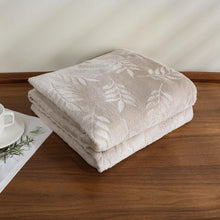 Kate Aurora Ultra Soft & Plush Hypoallergenic Pascal Leaf Accent Fleece Throw Blanket - 50" x 60" - Beige