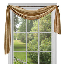 GoodGram Royal Ombre Crushed Semi Sheer Complete 3 Piece Window Curtains & Scarf Set - 42 in. W x 84 in. L, Sandstone