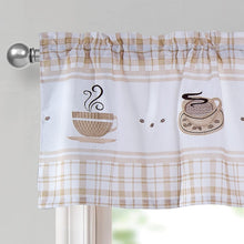 GoodGram Plaid Coffee Time 3 Pc Cafe Kitchen Curtain Tier & Valance Set - 56 in. W x 36 in. L, Beige