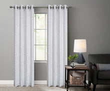 Kate Aurora 2 Piece Sadie White Metallic Sparkle Grommet Top Room Darkening Curtain Panels - 95 in. Long