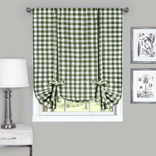 GoodGram Buffalo Check Plaid Gingham Tie Up Window Single Curtain Shade - 42 in. W x 63 in. L, Sage