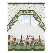 Kate Aurora Napa Valley 3 Piece Rod Pocket Cafe Kitchen Curtain Tier & Swag Set - 24 in. Long