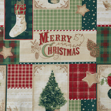 Kate Aurora Holiday Living Plaid Country Farmhouse Merry Christmas Fabric Tablecloth - 8-10 Chairs