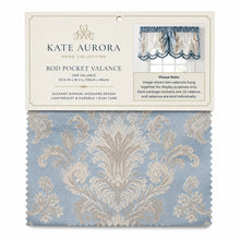 Kate Aurora Danbury Custom Austrian Embroidered Rod Pocket Window Valance Treatment  - 54 in. W x 20 in. L, Seaside Blue