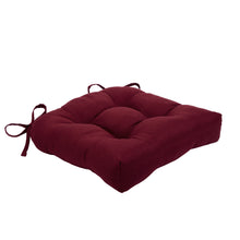 Kate Aurora Country Living Plush Solid Colored Country Farmhouse Reversible Chair Cushions/Pads With Tear Proof Ties - Burgun