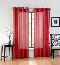 Kate Aurora Basic Home Custom Sheer Voile Grommet Top Window Curtains - 38 in. W x 84 in. L, Red