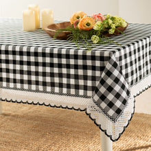 Kate Aurora Country Farmhouse Plaid Buffalo Check Stain & Spill Proof Fabric Tablecloths - 60in. X 104in. (8-10 Chairs), Blac