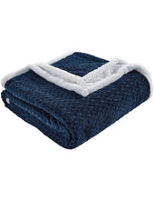 Kate Aurora Ultra Soft & Plush Herringbone Fleece Backing  Sofa Accent Throw Blanket - 50 in. W x 60 in. L - Navy