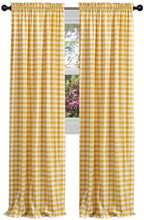 GoodGram Buffalo Check Gingham Custom Window Curtain Treatments - Single Curtain Panel 42 in. W x 63 in. L, Yellow