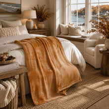 Kate Aurora Ultra Lux Oversized Heavyweight Pumpkin Spice Accent Throw Blanket - 50"x70"