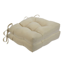 Kate Aurora Country Living Plush Solid Colored Country Farmhouse Reversible Chair Cushions/Pads With Tear Proof Ties - Linen 