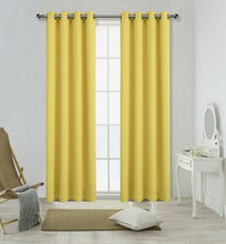 Kate Aurora 100% Hotel Thermal Blackout Yellow Grommet Top Curtain Panels - 50 in. W x 45 in. L, Yellow