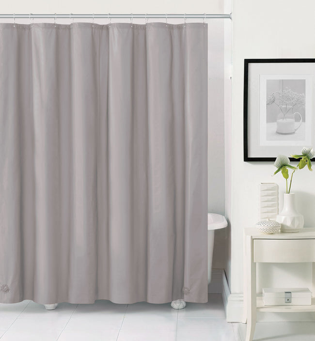 Heavy Duty Silver 10 Gauge Hotel Non-Toxic Odor Free PEVA Shower Curtain Liner - Mold & Mildew Resistant