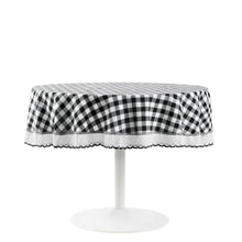 Kate Aurora Country Farmhouse Plaid Buffalo Check Stain & Spill Proof Fabric Tablecloths - 70 in. Round, Black