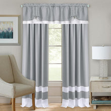 Kate Aurora Complete 3 Piece Window in a Bag Flax Linen Curtain Set - 52 in. W x 63 in. L, Gray