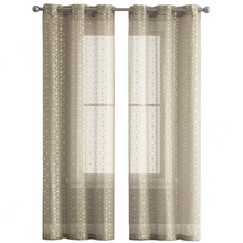 Kate Aurora 2 Piece Extra Long Metallic Sheer Grommet Top Window Curtain Panels - Taupe/Gold