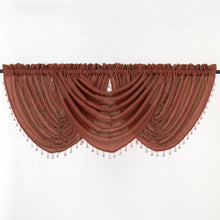 GoodGram 2-Pack: Beaded Emerald Crepe Waterfall Valances - 44 in. W x 37 in. L, Pumpkin Spice/Terracotta