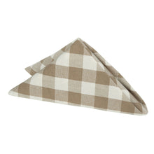 Kate Aurora Country Living 4 Pack Gingham Plaid Checkered Country Farmhouse Napkins - 8 in. W x 17 in. L, Linen