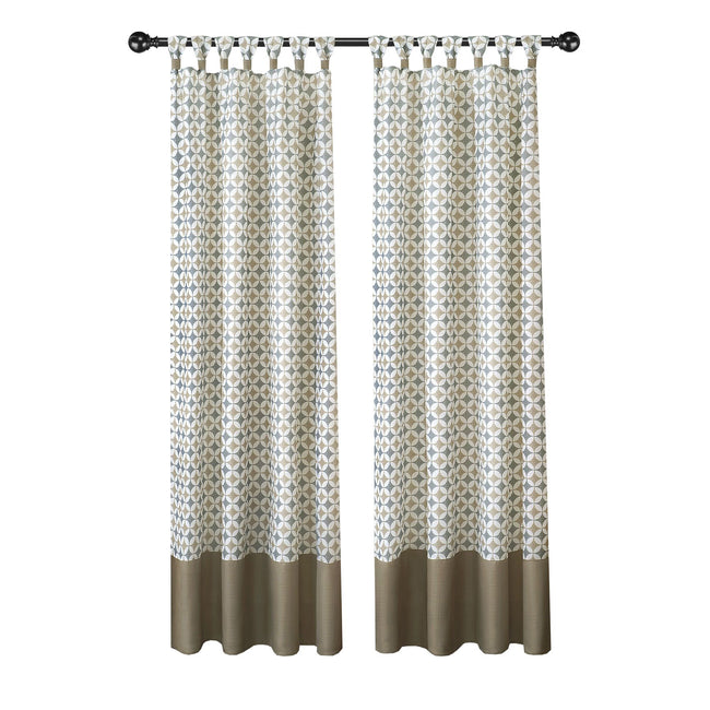 Kate Aurora 2 Pack: Modern Chic Geometric Tab Top Window Curtain Panels - 52 in. W x 63 in. L, Taupe
