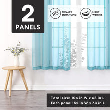 Goodgram® Basics Turquoise Blue 2 Piece Rod Pocket Translucent Sheer Voile Window Curtain Panels For Small Windows - 45 In. L