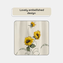 Kate Aurora 3 Piece Light Beige Country Farmhouse Sunflowers Kitchen Curtain Tier And Valance Set - 58 in. W x 24 in. L