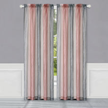 Kate Aurora 1 Piece Crushed Faux Satin Silver & Blush Rose Pink Ombre Window Curtain Panel - 63 in. Long