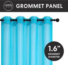 Kate Aurora 2 Piece Extra Long Grommet Top Sheer Voile Window Curtain Pair - 90 in. Long - Turquoise