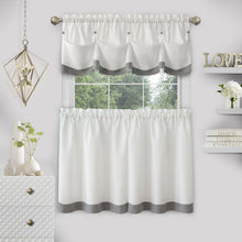 Kate Aurora Country Living Farmhouse 3 Pc Solid Cafe Kitchen Curtain Tier & Tucked Valance Set - 56in W x 24in L, Gray