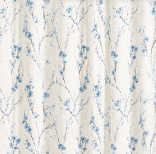 Kate Aurora Woodland Bloom Botanical Fabric Shower Curtain - 70 in. x 72 in. - Blue