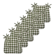 Kate Aurora Country Living Gingham Plaid Checkered Country Farmhouse Chair Cushion Pads - 6 Piece, Sage Green