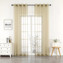 Kate Aurora 2 Piece Extra Long Grommet Top Sheer Voile Window Curtain Pair - 90 in. Long - Tan
